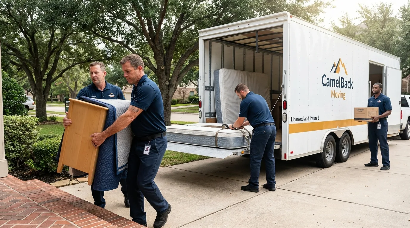 Crew loading residential truck for cross-state move from Sabana Seca, PR